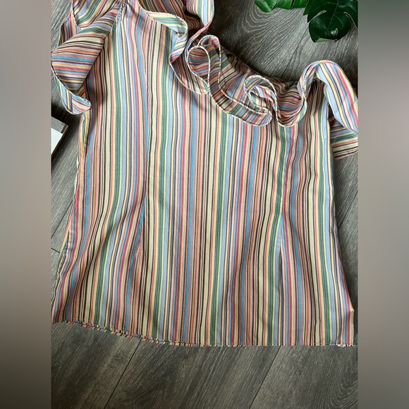 Petersyn Arabella Sunset Cold Shoulder Striped Cotton Avant Garde-esque Blouse M - Picture 11 of 14